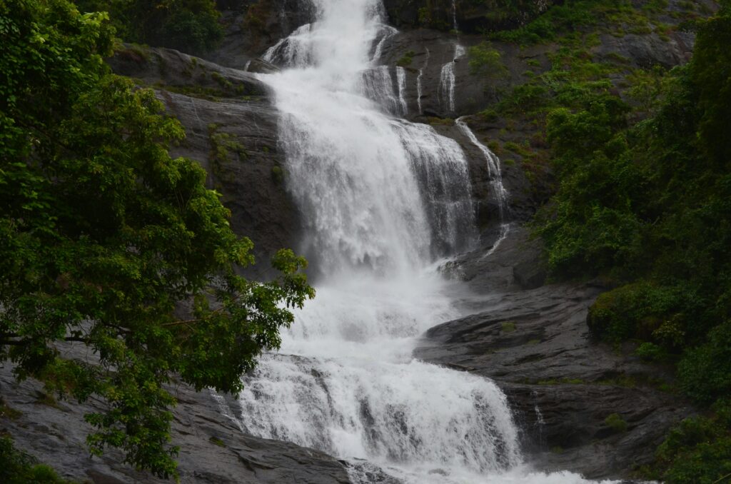 Waterfall Cascading Water Tropical Forest Waterfall Lush Green Waterfalls Nature Landscape Water Mountain Water Stream Rainforest Water Cascade Water falling over Rocks Natural Waterfall Hike Dense Foliage Waterfall White Water Rapids